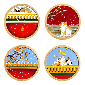 故宫系列竹盘掐丝珐琅diy材料包中国制造景泰蓝饰品支架 手工礼物