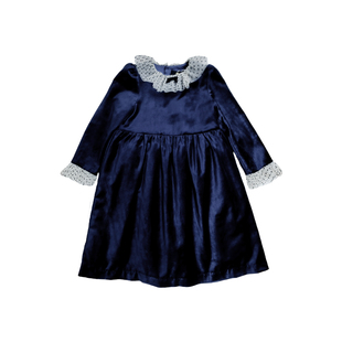 NU童装 女童春秋法式复古黑天鹅绒赫本节日礼服连衣裙演出服年服