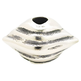 羲室S925纯银隔珠 复古岩石纹沟壑异形鼓珠银镀金DIY银饰配件0027