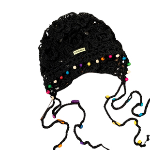 波西米亚花朵流苏编织包头帽女复古镂空民族风套头帽手工针织帽子