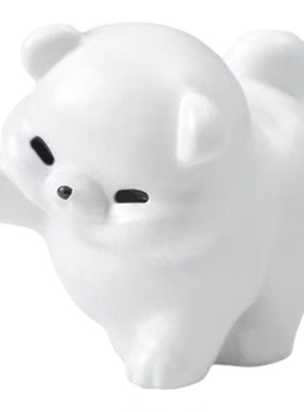 可爱胖乎乎小白狗公仔萌粒摆件