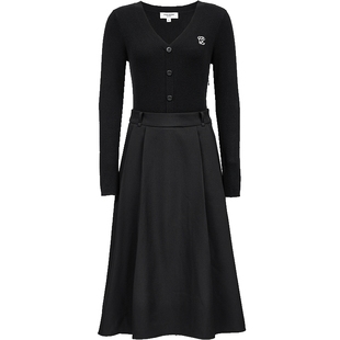 Vero Moda连衣裙女2026春季新款含绵羊毛桑蚕丝淑女风腰带针织裙