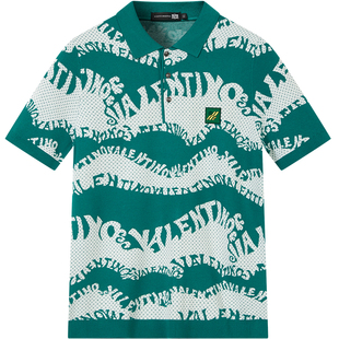 BM男士打底衫秋冬季半袖男polo毛衣新款2022爆款潮牌条纹提花线衫