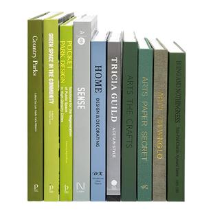 简约绿色装饰真书轻奢样板房书柜玄关可翻页仿真道具书籍饰品摆件