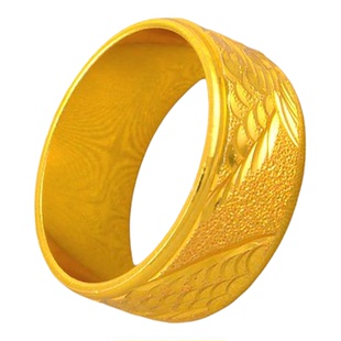 9mm宽男生封口指环镀金龙戒仿真黄金男士戒指结婚婚戒送男友爸爸