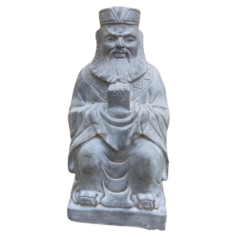 青石雕刻山神城隍爷石像摆件