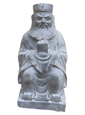 青石雕刻山神城隍爷石像摆件