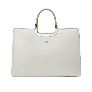 情人节礼物Cuud商务通勤包包大容量手提包真皮白色女士公文包电脑