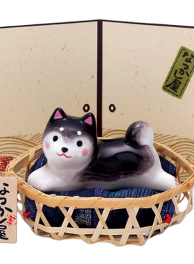 日本药师窑柴犬摆件和风陶瓷