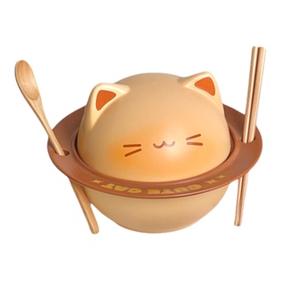 可爱小猫咪泡面碗咖啡杯碟纸巾盒一人食陶瓷餐具套装乔迁生日礼物