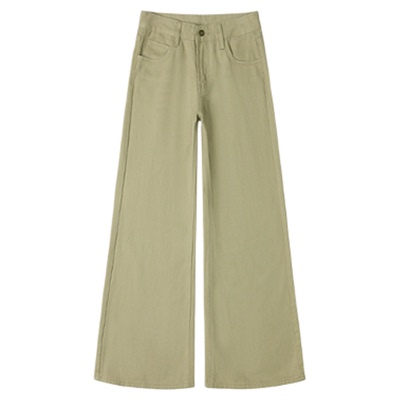 美式卡其色加绒加厚微喇叭牛仔裤