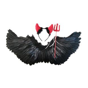 清仓万圣节天使翅膀道具lolita花童走秀恶魔翅膀装饰羽毛儿童玩具