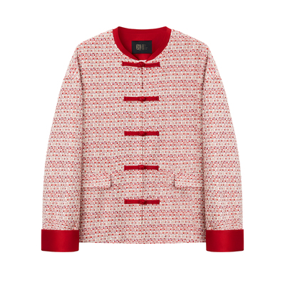 新中式盘扣粗花呢短外套