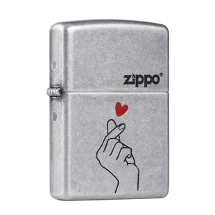 ZIPPO打火机官方正品 煤油防风芝宝古银盔甲比心送男士友生日礼物