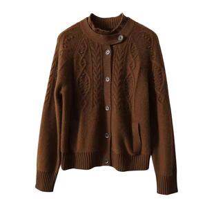 重工提花超保暖山羊绒开衫女2025冬新款上衣加厚宽松针织毛衣外套