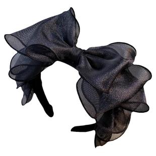 法式复古黑色大蝴蝶结发箍女层层网纱宽边发饰网红新款头箍头饰