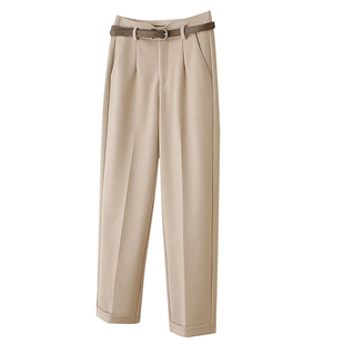 显瘦效果满级！磨毛加厚~高腰休闲西装毛呢裤九分女烟管裤秋冬季