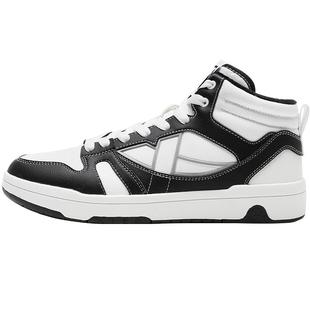 特步男鞋加绒高帮板鞋男冬季新款二棉鞋子秋冬皮面保暖运动鞋男款