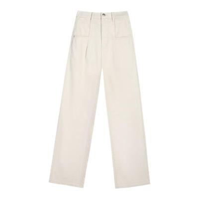 白色高腰裤子牛仔裤女阔腿裤长裤