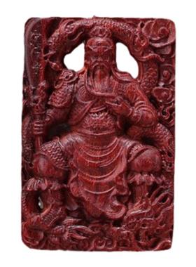 小叶紫檀情侣红木武财神关公吊坠