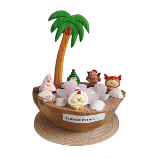 圣诞节椰子树船香薰礼物天然水晶石扩香矿石室内香氛礼盒生日礼物