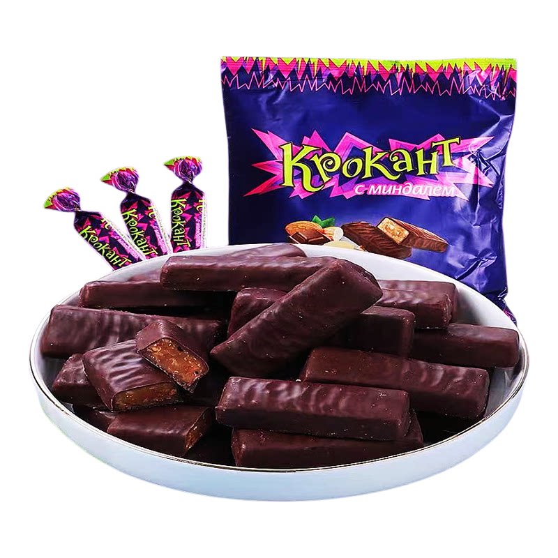俄罗斯进口KDV网红正品紫皮糖花生巧克力夹心休闲零食喜糖散糖果