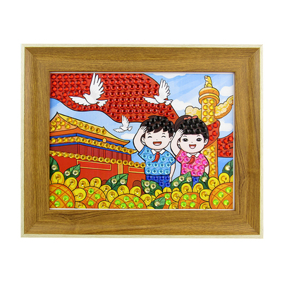 国庆节钻石画幼儿园亲子手工摆件