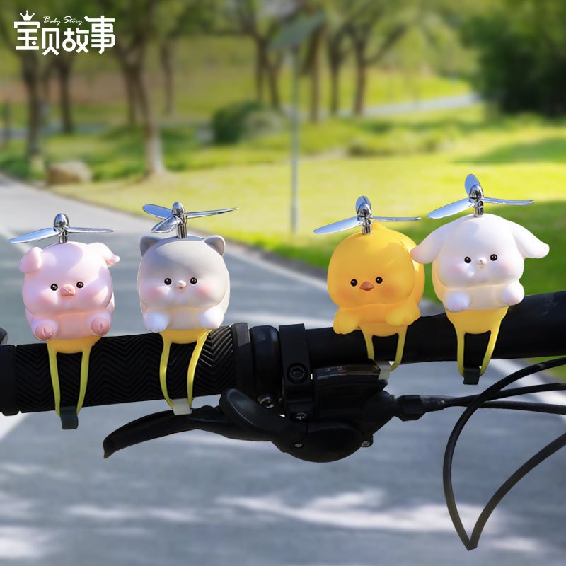 开心到起飞电动车摆件可爱卡通自行车装饰礼品动物创意车载摩托车