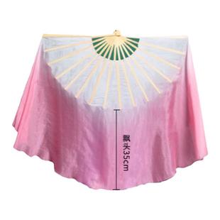 真丝舞蹈扇子跳舞扇子加长绸扇广场舞扇子扭秧歌扇双面成人表演扇