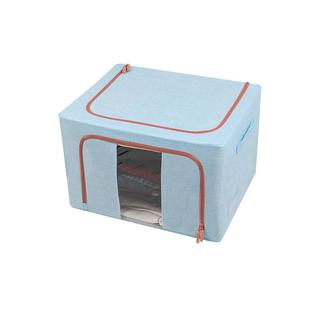 舒十家居粗麻布料北欧风格百纳箱被子衣服玩具收纳箱双视窗整理箱