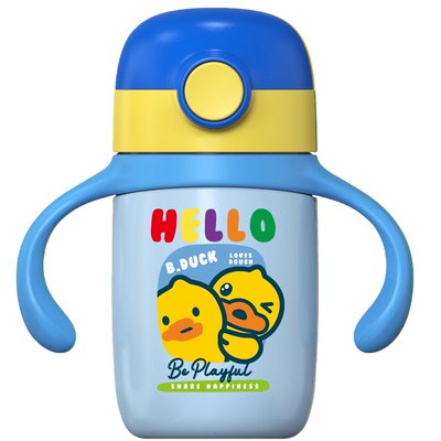 小黄鸭儿童保温杯防漏双盖
