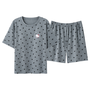 芬腾可安睡衣女款2026新款夏季纯棉带胸垫女士短袖明理家居服夏天