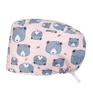 手术帽男女护士帽牙科口腔医生帽印花手术室帽子化疗耐氯漂调节扣