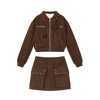 1PSTUDIO羊羔毛短裙套装