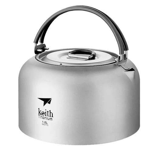 keith铠斯纯钛户外烧水壶钛壶1L茶具茶壶咖啡壶旅行便携式烧水壶