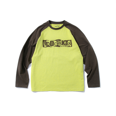 oddCIRKUS复古拼色印花长袖T恤