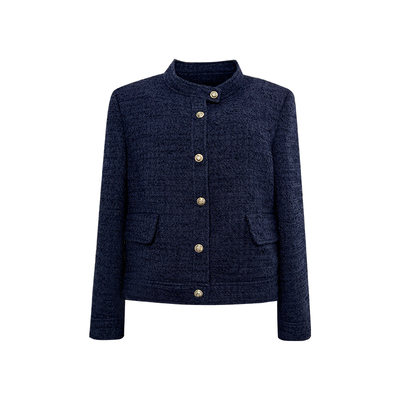 NAZ那子大码早秋编织粗花呢精致小香立领显瘦胖mm气质夹克外套女