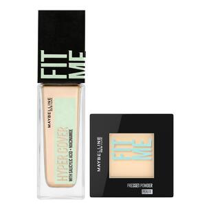 美宝莲纽约油皮小绿瓶粉底液FITME粉饼持久持妆控油遮瑕套组Z