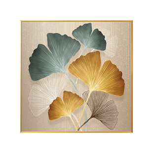 现代轻奢玄关装饰画寓意好银杏叶餐厅挂画现客厅背景墙壁家大业大
