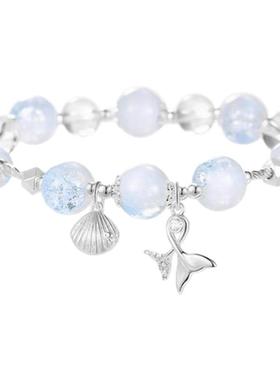 DODOGOGO夏日人鱼姬水晶手链新款爆款手饰女轻奢小众精致海蓝手串