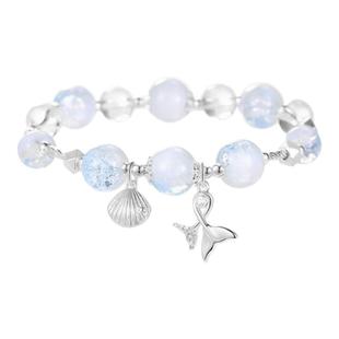 DODOGOGO夏日人鱼姬水晶手链新款爆款手饰女轻奢小众精致海蓝手串