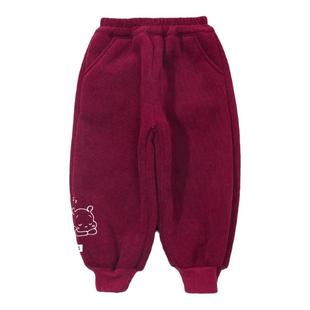 女童羊羔绒裤子秋冬款2026新款儿童冬季加绒运动裤宝宝冬装长裤潮