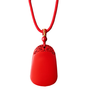 庆祥泰朱砂吊坠无事牌男士本命年礼物女正品官方旗舰店护身符项链