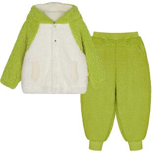 双面毛绒动物造型|woobaby儿童家居服套装男女童24冬季睡衣2件套