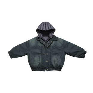 Q宝家童品1月新款 男童牛仔羽绒服冬季儿童假两件白鸭绒加厚外套