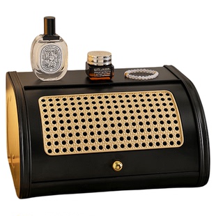 中古风玄关钥匙收纳整理盒大容量复古高级感梳妆台桌面杂物储物盒