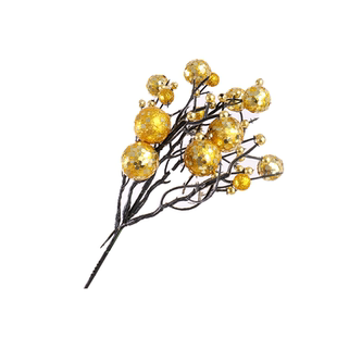 圣诞树装饰品圣诞节场景插枝花环藤条配件闪粉红果小挂件金银香槟