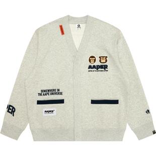 Aape旗舰男装秋冬猿人军团毛巾徽章厚绒卫衣开衫外套C316XAN