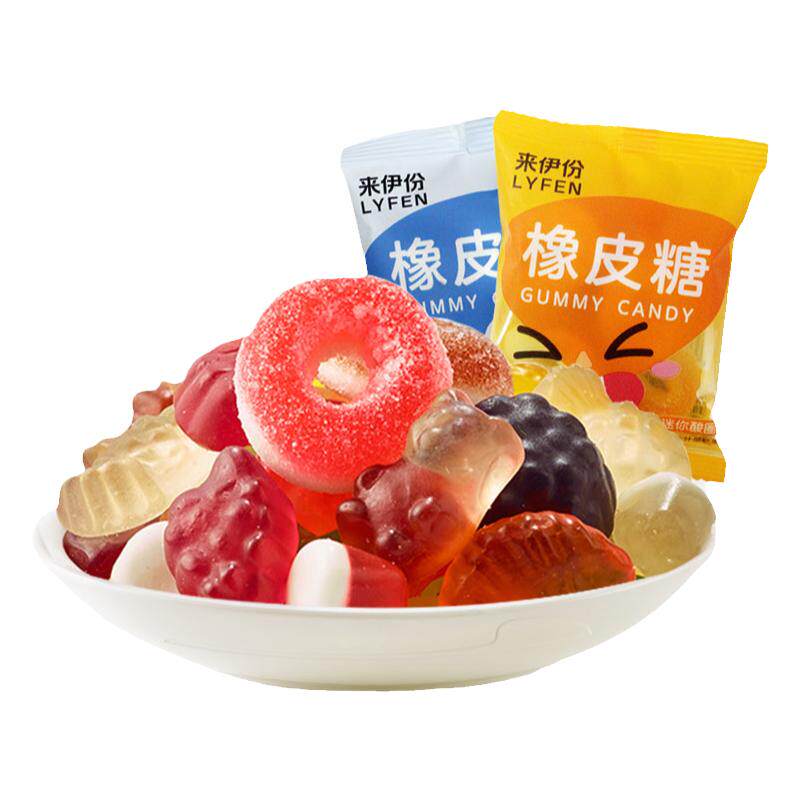 来伊份橡皮糖500g什锦酸甜软糖果