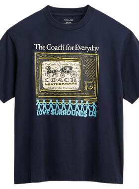 COACH/蔻驰奥莱男士EVERYDAY拼贴装饰棉质休闲型短袖T恤